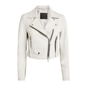 Allsaints Sleek White Elora Biker Jacket Size 2